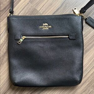 Coach Black Leather Crossbody with Gold Accents